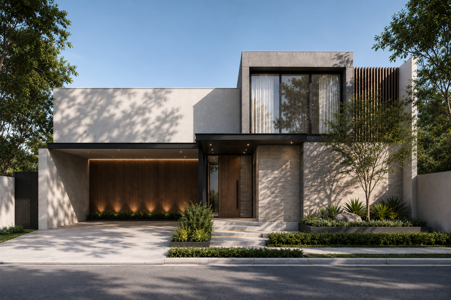Fachada contemporánea de Casa LV