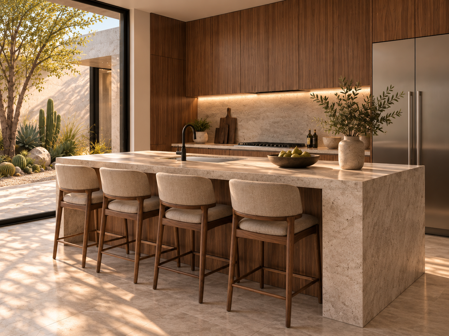Casa Otay: cocina con isla, render de la propuesta